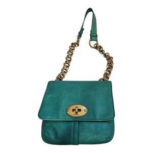 Vintage Fossil Cori Mini Flap Turquoise/Teal Leather Shoulder Bag